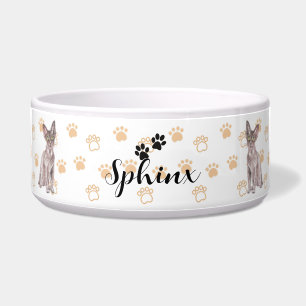 Personalised Sphinx Cat Bowl with Name & Breed 