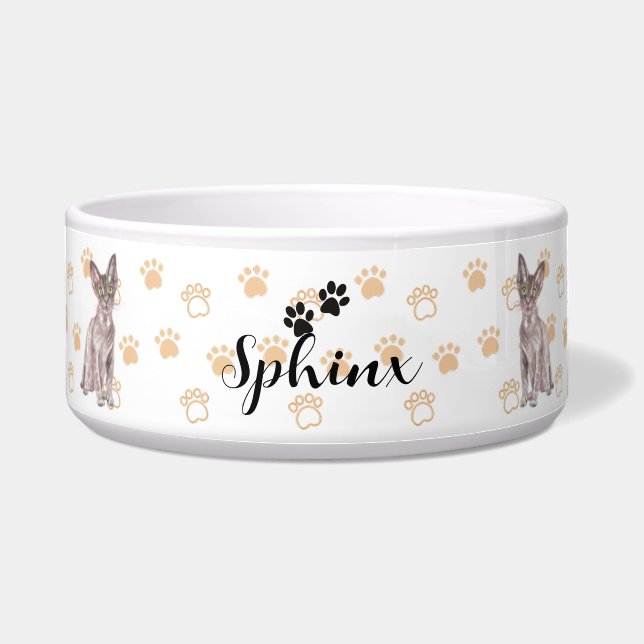 Personalised Sphinx Cat Bowl with Name & Breed  (Front)