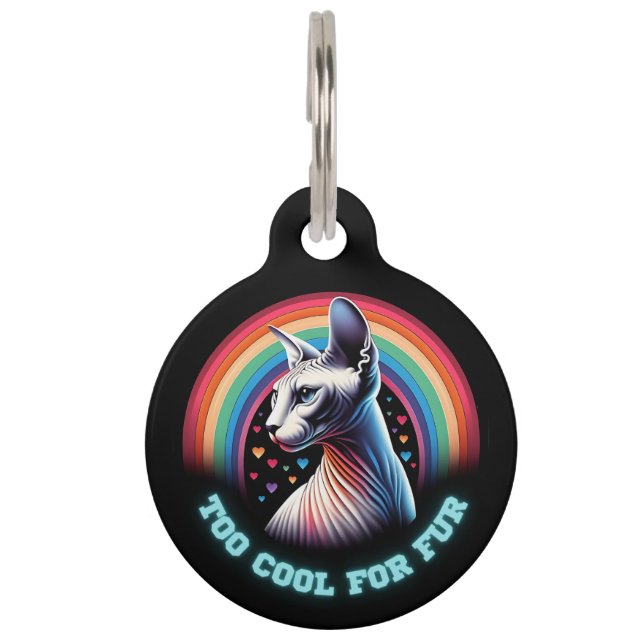  Personalised Sphynx Cats 'Too Cool' Pet Tag (Front)