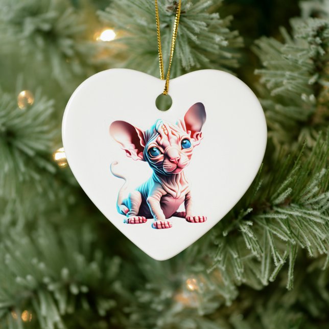 Personalised Sphynx Kitten Ceramic Ornament (Tree)