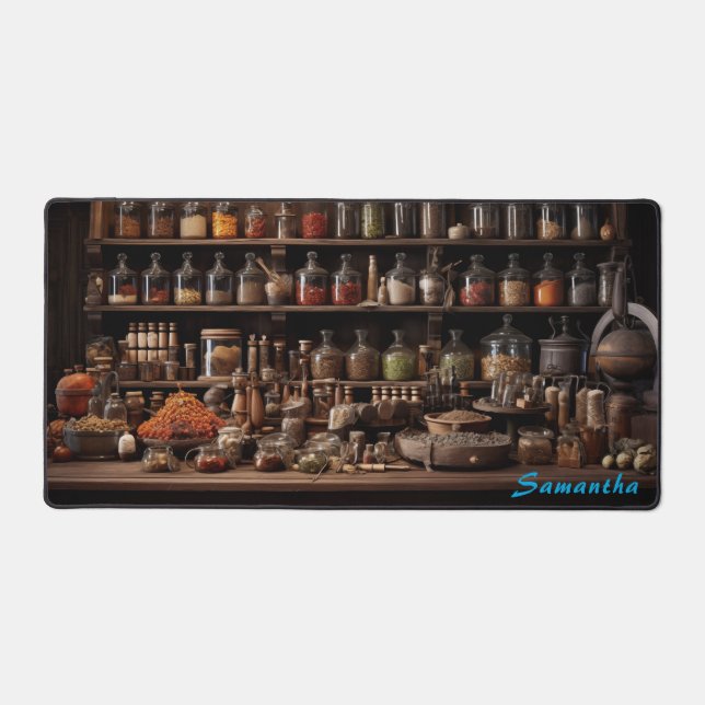 Personalised Spice Shop Counter Desk Mat (Front)