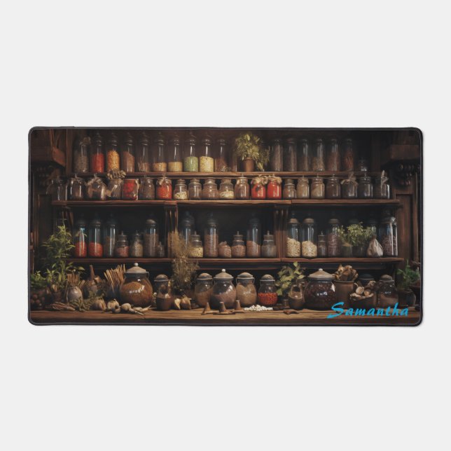 Personalised Spice Shop Counter Desk Mat (Front)