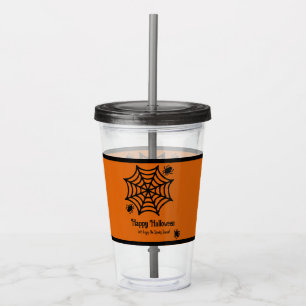 Personalised Spiderweb Halloween Acrylic Tumbler