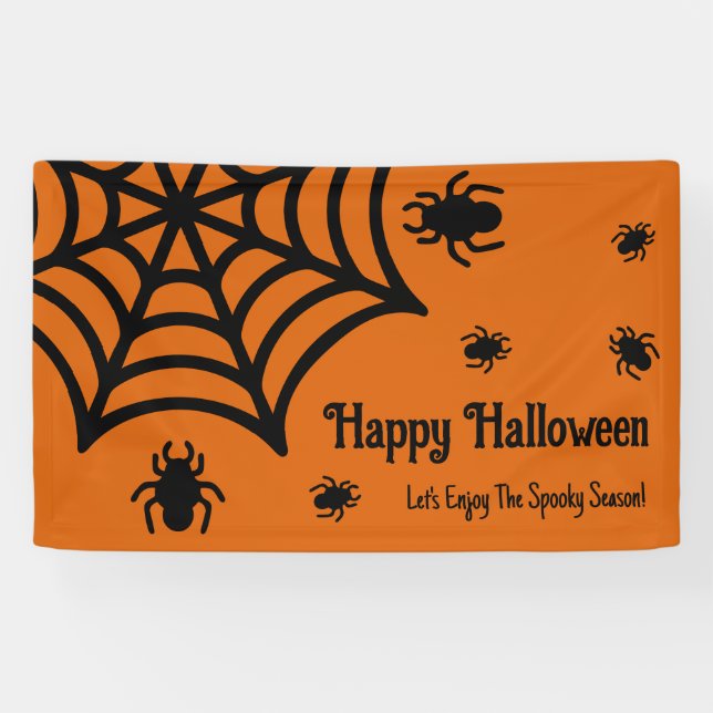 Personalised Spiderweb Halloween  Banner (Horizontal)