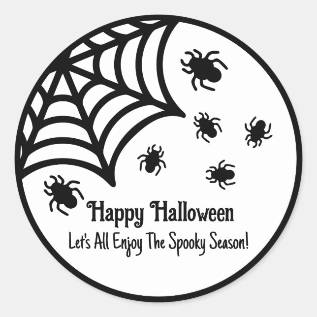 Personalised Spiderweb Halloween Classic Round Sticker (Front)