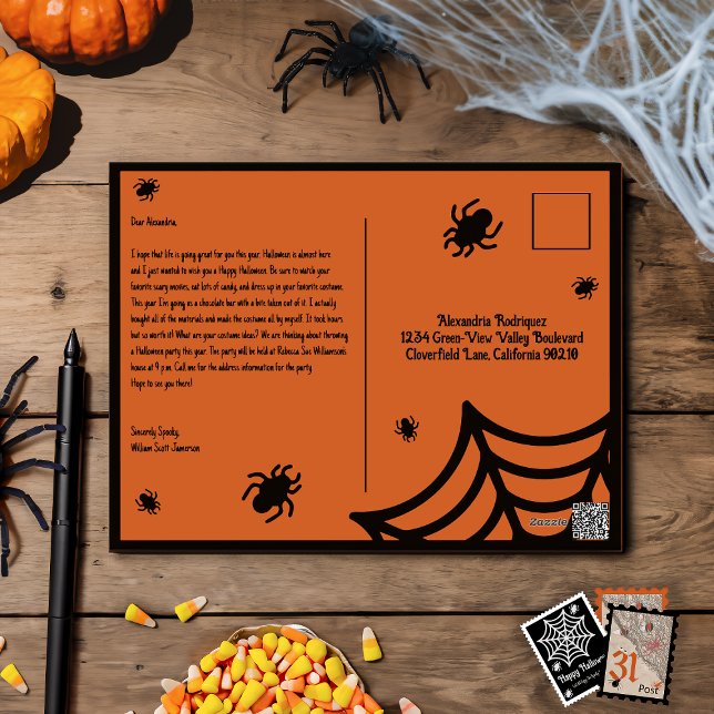 Personalised Spiderweb Halloween Holiday Postcard (Creator Uploaded)