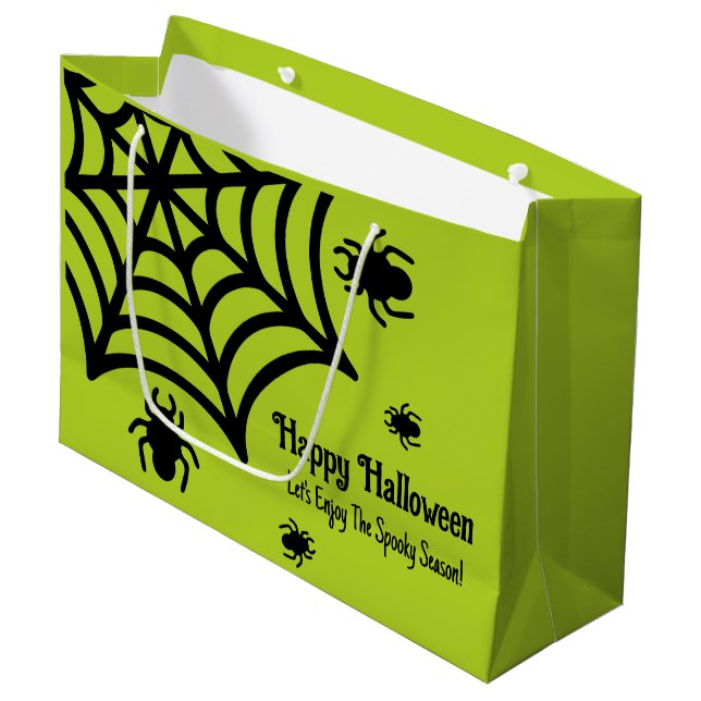 Personalised Spiderweb Halloween Large Gift Bag (Front Angled)