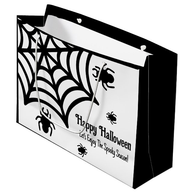 Personalised Spiderweb Halloween Large Gift Bag (Front Angled)