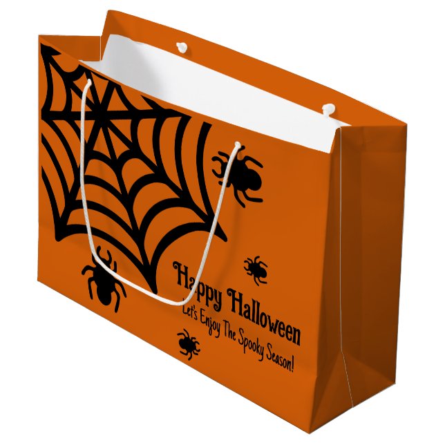 Personalised Spiderweb Halloween Large Gift Bag (Front Angled)