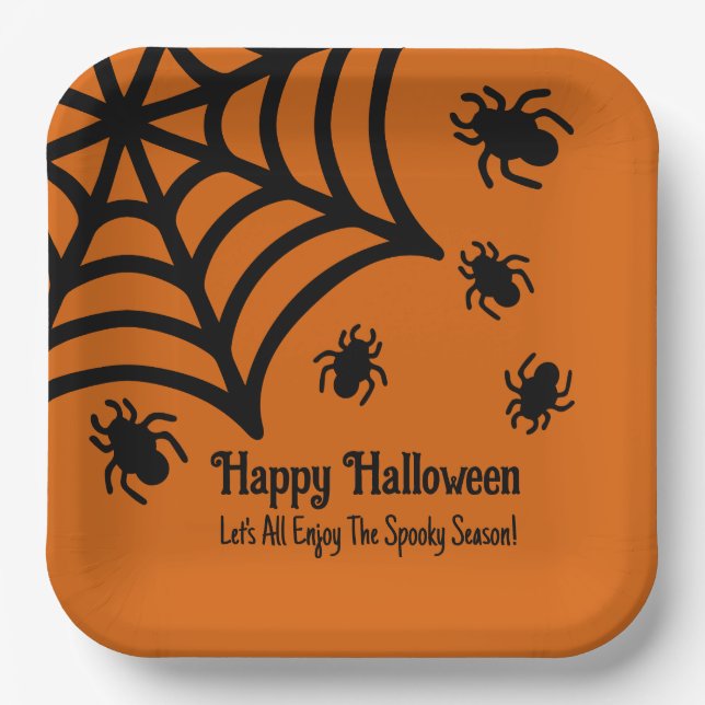 Personalised Spiderweb Halloween Paper Plate (Front)