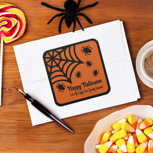 Personalised Spiderweb Halloween Square Sticker
