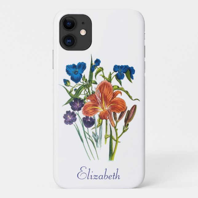 Personalised Spiderwort and Daylily Case-Mate iPhone Case (Back)