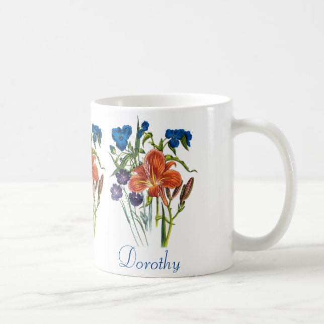 Personalised Spiderwort and Daylily Coffee Mug (Right)
