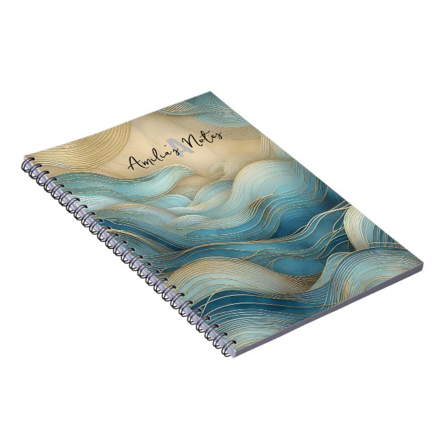 Personalised Spiral Notebook Abstract Ocean waves (Right Side)