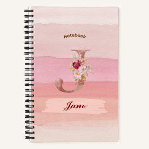 Personalised spiral notebook - Named with Letter J