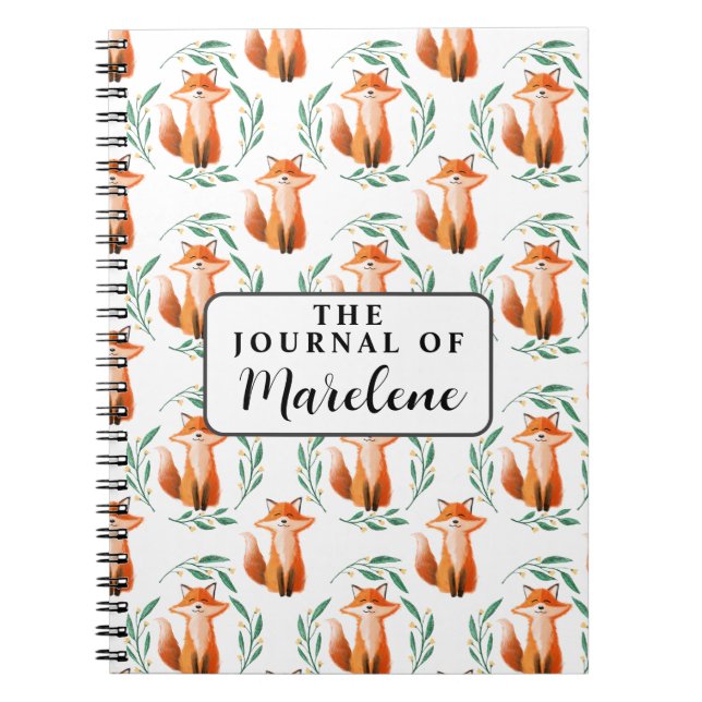 Personalised Spiral Photo Notebook – Cute Fox  (Front)