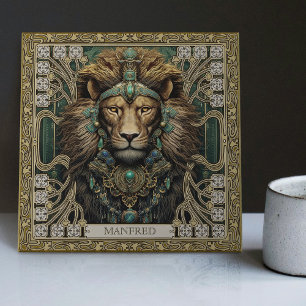 Personalised Spirit Lion Tribal Jewels Ceramic Tile