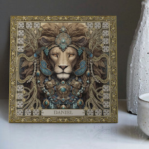 Personalised Spirit Lion Tribal Jewels Ceramic Tile