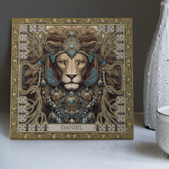 Personalised Spirit Lion Tribal Jewels Ceramic Tile (Creator Uploaded)