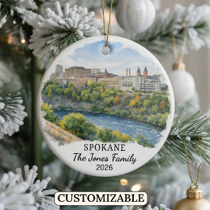 Personalised Spokane Ornament, Custom Washington Ceramic Ornament