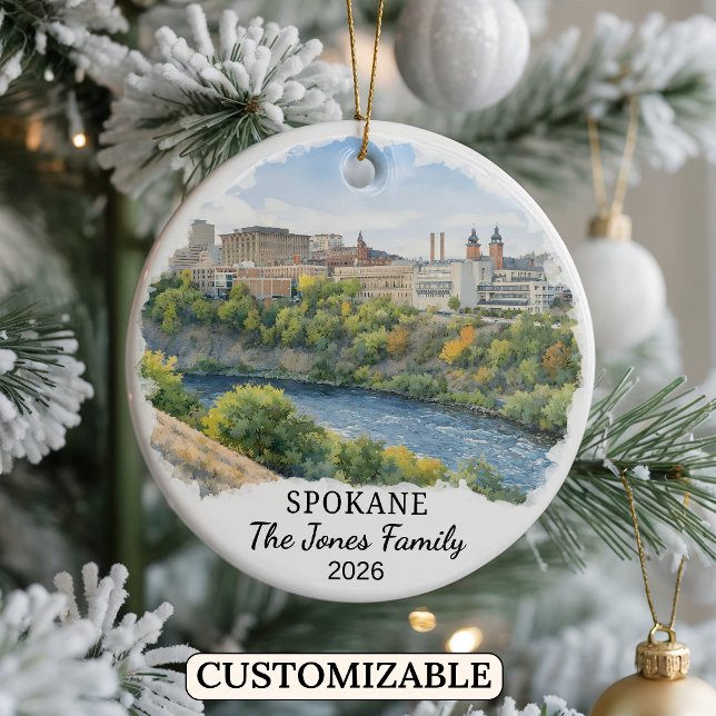 Personalised Spokane Ornament, Custom Washington Ceramic Ornament (Creator Uploaded)