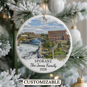 Personalised Spokane Ornament, Custom Washington Ceramic Ornament