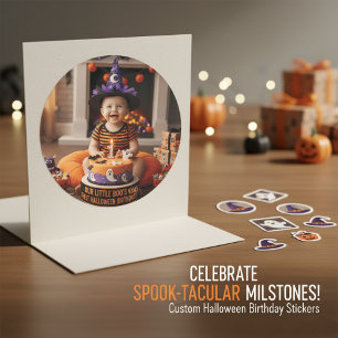 Personalised Spooky 1st Birthday Party Favour Classic Round Sticker