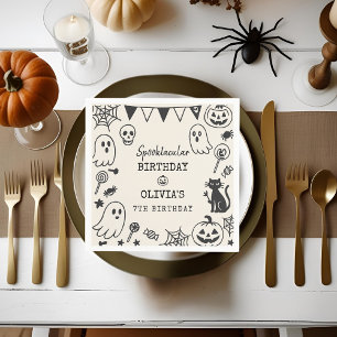 Personalised Spooky Cute Skeleton & Ghost  Napkin