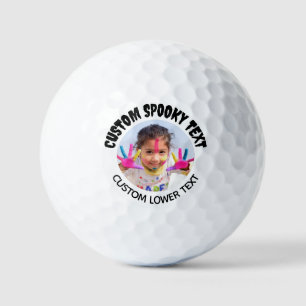 Personalised Spooky Font Fun Text Photo Golf Balls
