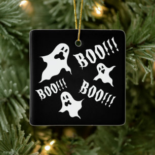 Personalised Spooky Halloween Ghosts Ceramic Ornament
