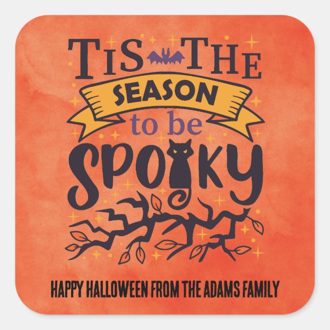 Personalised Spooky Halloween Square Sticker (Front)
