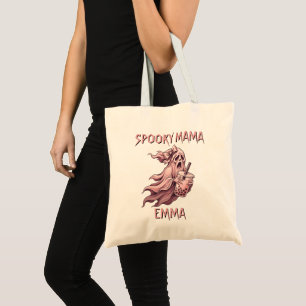Personalised Spooky Mama Coquette Boba Pink Ghost Tote Bag