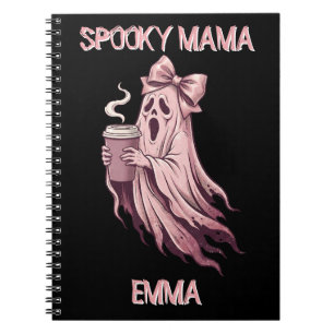 Personalised Spooky Mama Coquette Coffee Ghost Notebook
