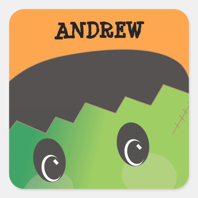 Personalised Spooky Monster Halloween Sticker (Front)