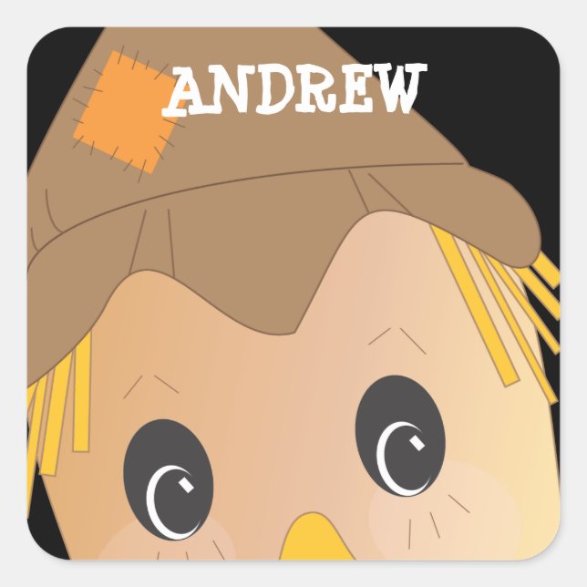 Personalised Spooky Scarecrow Halloween Sticker (Front)