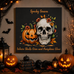Personalised Spooky Season Skull & Pumpkin Poster