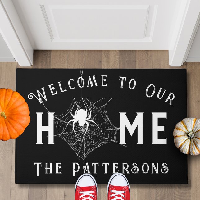 Personalised Spooky Spiderweb Halloween Home Doormat (Creator Uploaded)