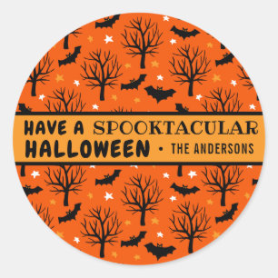 Personalised Spooky Trees and Bats Halloween Classic Round Sticker