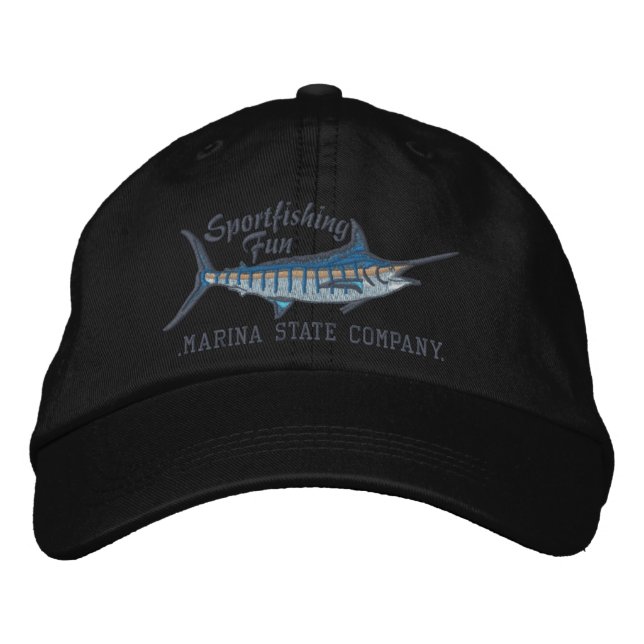 Personalised Sport Fishing Blue Marlin Embroidery Embroidered Hat (Front)