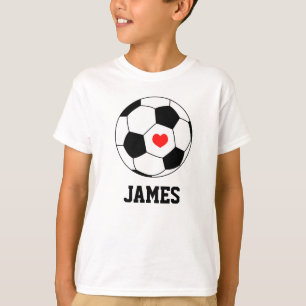 Personalised Sport Soccer ball with heart White T-Shirt