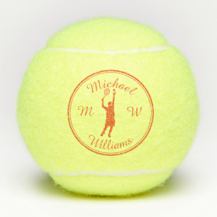 Personalised Sport Tennis Player Orange Silhouette Balls