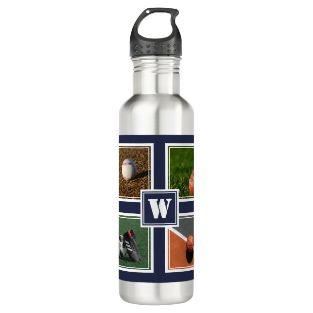 Personalised SPORTS BALLS Custom Template Blue 710 Ml Water Bottle (Front)