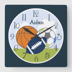 Personalised Sports Balls Kids Clock