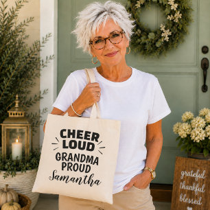 Personalised Sports Cheer Loud Proud Grandma Tote Bag