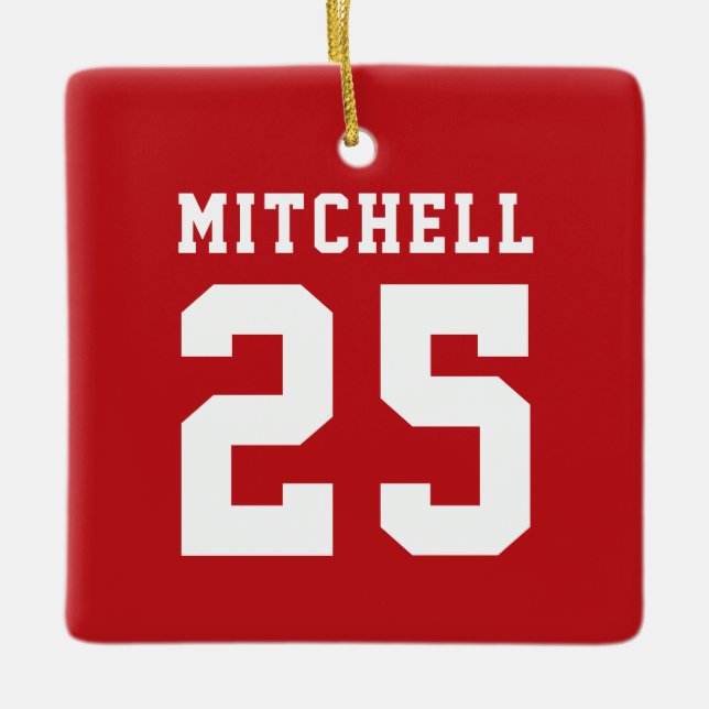 Personalised Sports Red Ceramic Ornament (Front)