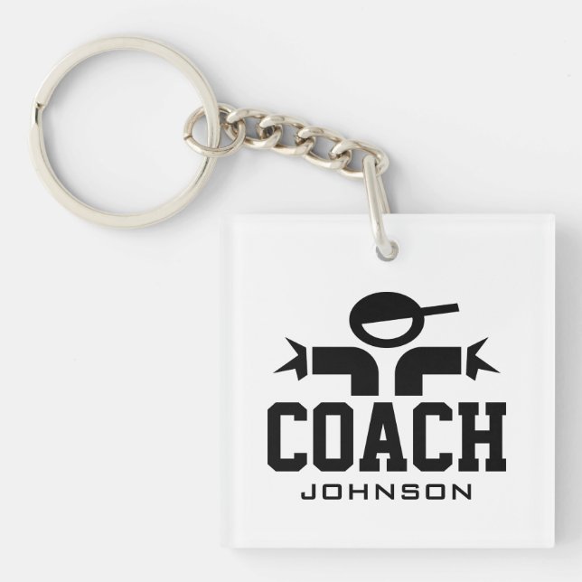 Personalised sports team coach keychain gift (Front)
