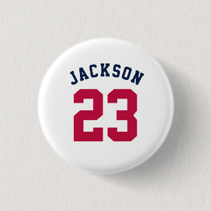 Personalised Sports Team Jersey Number Name 3 Cm Round Badge