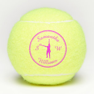 Personalised Sports Tennis Player Pink Silhouette  Balls