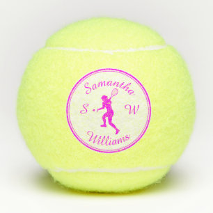 Personalised Sports Tennis Player Pink Silhouette  Tennis Balls