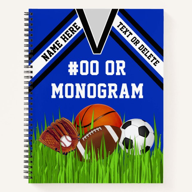 Personalised Sports Themed School Supplies Notebook (Front)